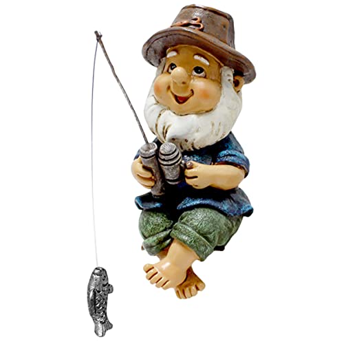 Gartenzwerg Angeln Figur - Harz Gartendeko Zwerg Dekoration - Handwerk Charakter Figuren für den Außenbereich