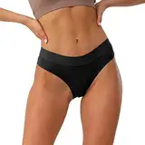 Nahtlose, Bequeme, einfarbige, atmungsaktive, sexy Unterwäsche mit niedriger Taille für Damen Comfortable and Non-Tight (Black, M)
