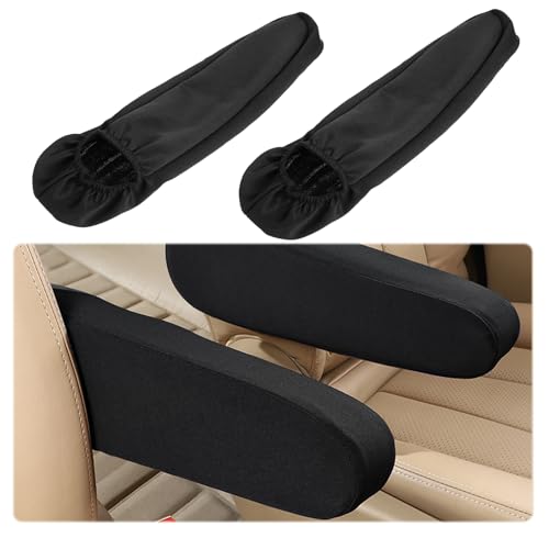2 Stück Auto Stuhl Armlehnenbezug, Armlehnenschoner Auto, Elastische Autositzzubehör Armlehnenbezug, Universalgröße Auto-Vordersitz-Armlehnenbezüge, Schutz Für Auto, Suv, Lkw Und Van (Schwarz)