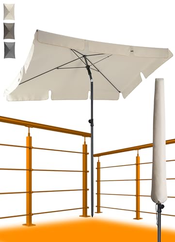 4smile Sonnenschirm Balkon SunnyShade, 200 x 125 cm, Beige - UPF 50+ Sonnenschirm rechteckig als Sonnenschutz Balkon - Balkon-Schirm mit Sonnenschirmhülle