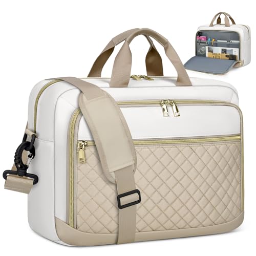 NEWHEY Laptoptasche 17,3 Zoll für Damen Laptop Aktentasche Computertasche Laptop Tasche Business Notebook Tasche Wasserdichte Schultertasche Umhängetasche für Geschäft，Khaki & Beige