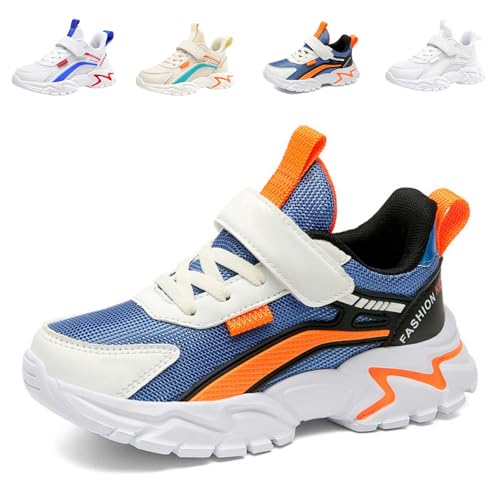 Ayqyc Kinder Turnschuhe Mädchen Junge Sportschuhe Leicht Laufschuhe Atmungsaktiv Outdoor Fitnessschuhe Sneaker Hallenschuhe Basketballschuhe Walkingschuhe Unisex-Kinderschuhe, Saphirblau, EU37