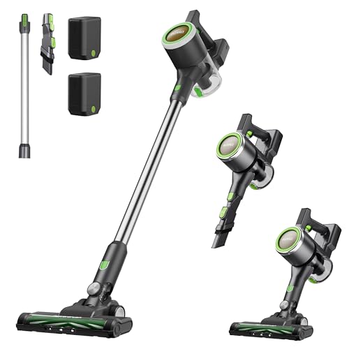 EUREKA NEC370 Akku Staubsauger,3-in-1 Design Staubsauger kabellos,2 wiederaufladbare herausnehmbare Batterien,Überlegene Saugkraft & Filtersystem,40*2 Min Laufzeit,Für Böden/Teppiche/Tierhaare