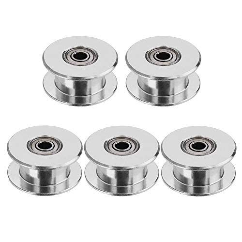 Saipor 5 Stück GT2 Zahnlose Riemenscheibe Glatte Art Riemenscheibe Rad Aluminium Zahnriemenscheibe GT2 idler pulley für 3D Drucker 6mm Breite Zahnriemen (16 Zähne 3mm Bohrung)