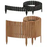 WOLTU Rollborder, Flexibler Holzzaun, Beeteinfassung Beetumrandung Rasenkante Gartenzaun Holz, Deko für Garten Blumenbeet, 203x45 cm, Dunkelbraun