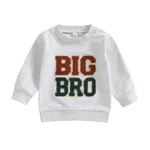 Baby Jungen Brudern Sweatshirt Matching Outfit Langarm Rundhalsausschnitt Brief Drucken Strampler Sweatshirt Big Bro Little Bro Herbst Jumpsuits Tops Shirts Für Jungen (Grau-B , 12-18 Months )