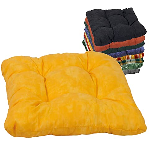 Beo Sitzpolster Gartenstuhl 36x36 atmungsaktiv | Made in EU | Gestepptes Outdoor Stuhlkissen waschbar | UV-beständiges Sitzkissen Stuhl ohne Ausbleichen | Sitzkissen Bank in Gelb
