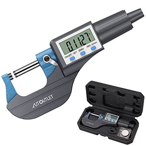 AUTOUTLET Micrometer Digitale Bügelmessschraube 0-25mm/ 0.001mm, Hohe Präzision LCD Digitale Mikrometer Mikrometerschieber Länge Messwerkzeug Mikrometer 0.001mm(0.00005")