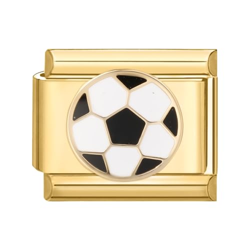 papasgix Italian Charm Bracelet Charms Module für 9mm Charm Bracelets Gold Kirsche DIY Italian Style Charms für Damen Italienisches Charm Armband Zubehör Geschenk Fußball Gold