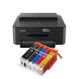 IC-Office TS705a Farbtintenstrahl-Drucker (Drucker, USB, CD-Druck, WLAN, LAN, Apple AirPrint) Schwarz + 5 XXL Tintenpatronen