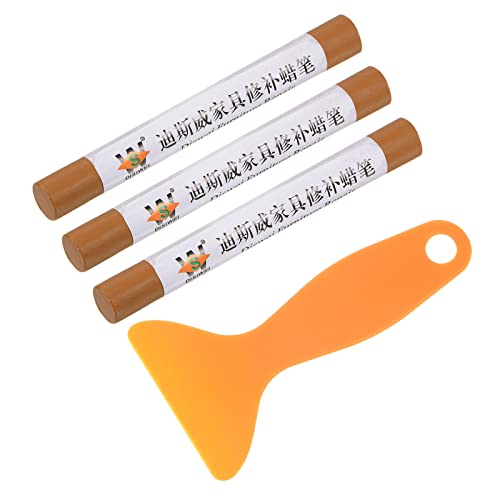sourcing map Wachsfüllstäbchen, Holzreparatur, Holzwachs, Füllstäbe mit Spatel, Buntstifte, Marker, Möbelausbesserungs-Set zum Entfernen von Kratzern und Schrammen auf Möbelböden, Feuerorange, 3 Stück