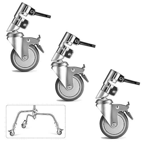 Soonpho 3 Stück Stativrollen C Stand Rollen für Stativ Wheels Stativ Wheels C Ständer Professional Lenkrollen mit 85mm Durchmesser Haltbare Metallkonstruktion für Stativbeine mit 25mm für C Stand