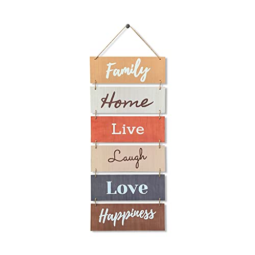 Hängendes Wanddekor-Schild – Willkommen vertikale Wandkunst-Dekorationen, rustikales Wohnaccessoire für Wohnzimmer, Schlafzimmer, Familie, Esszimmer und Küche, Lachen, Liebe.