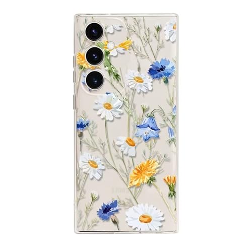 Rnrieyta Miagon Kreativ Blume Hülle für Samsung Galaxy A25 5G,Schmetterling Blätter Blumen Flower Serie Schutzhülle Transparentes Weich TPU Cover Dünne Kratzfeste Silikon Gel