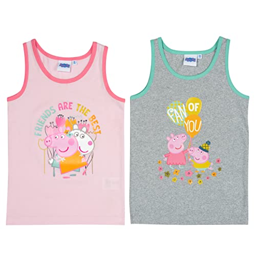 United Labels Peppa Wutz Unterhemd für Mädchen Kinder Tank Top Unterwäsche Rosa/Grau (2er Pack) (as3, Numeric, Numeric_98, Numeric_104, Regular, 98-104)