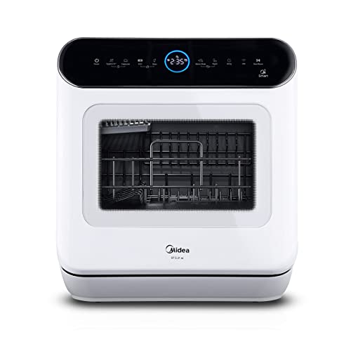 Midea ST 5.31 Mini Geschirrspüler 42cm freistehender Tischgeschirrspüler mit Wifi Control Spülmaschine 7 Programme 3 Maßgedecke Touch, 58 dB, mit/ohne Wasseranschluss benutzbar, Weiß