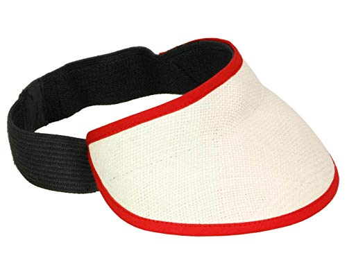 Hut-Kaufen Visor rollbar aus Panamastroh - Weiß-Rot (weiß/rot) - One Size