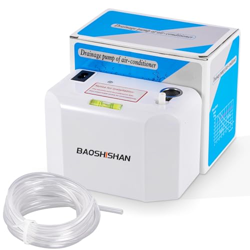BAOSHISHAN Kondensatpumpe 24L/H Kondensathebeanlage mit Überlaufalarm, 5m Schlauch, 200ml Wasserspeicher, Kondenswasserpumpe für 8KW Leistung Klimaanlagen