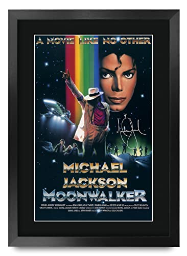 HWC Trading FR A3 Moonwalker Michael Jackson Geschenke Geduckter Poster Signiertes Autogramm Foto für Fans von Film Memorabilien - A3 Framed