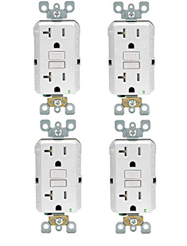 Leviton GFTR2-W SmartlockPro Slim GFCI manipulationssichere Steckdose mit LED-Anzeige, Wandplatte nicht enthalten, 20 A, weiß (4 Stück)