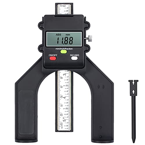 Proster Digitales Tiefenmessgerät 80mm / 3.14in Digitales Höhenmessgerät mit Akku 0.10mm / 0.004in Genauigkeit mit ABS/INC Funktion Tiefenmessgerät für Holzfräser Tischkreissäge Fräser usw.