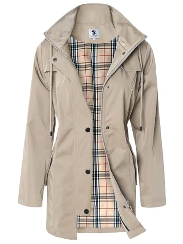 SaphiRose PONCHO Damen Regenjacke Windbreaker Wasserdicht Kapuze Übergangsjacke mit Atmungsaktiv Futter für Frühling Sommer und Herbst Khaki S