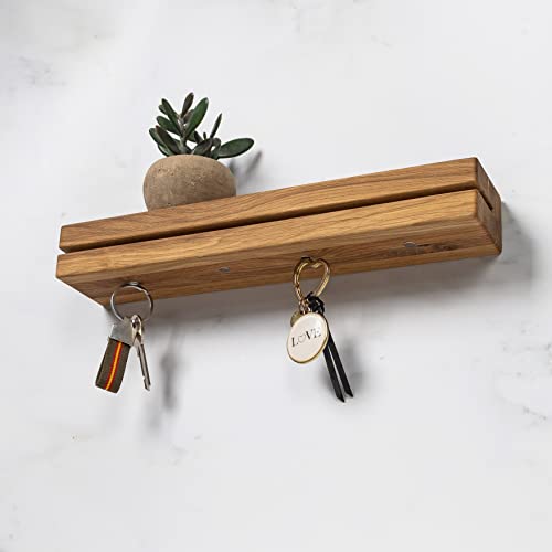 AE Günther® Schlüsselbrett Holz mit Ablage - Schlüsselboard mit Magnet - Schlüsselhalter Key Organizer Wand Aufbewahrung Wall (Mit Magnet)