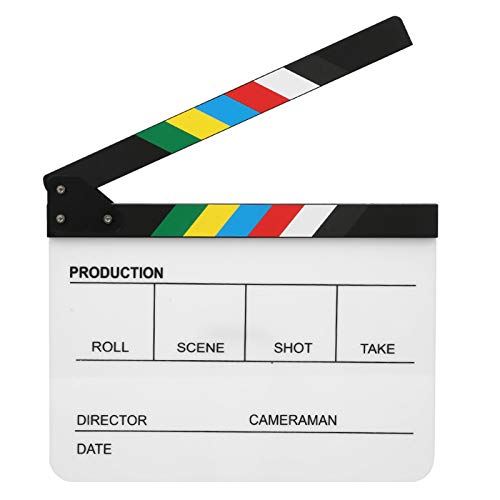 Clapperboard Director Clapperboard Eingebauter Magnet Professioneller für Party Perfekte Dekoration/Requisite (Farbstreifen-Whiteboard (PAV1CWE3))