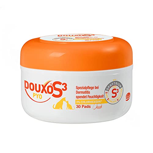 Douxo S3 CEVA Pyo Pads | 30 Stück | Reinigungspads für Hunde und Katzen | Zum Reinigen und Desinfizieren der Haut | Bei bakteriellem und/oder hefebedingtem Ungleichgewicht