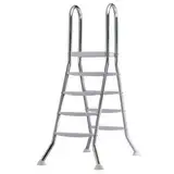 Poolleiter Edelstahl Edelstahlleiter 5+5 für Becken bis 1,35m, Schwimmbadleiter - 2X 5 Stufen Hochbeckenleiter