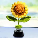 KIAYOO Auto Deko,Gestrickte Sonnenblume Heim Büro Armaturenbrett Dekoration Zubehör,Wackelfigur Geschenk für Ihn Sie Männer Frauen Freunde Freund Geburtstag Weihnachten Valentinstag