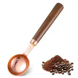 JIEYAO Kaffee Messlöffel, 15 ml Retro Roségold Kaffeelöffel Portionierer Edelstahl Dosierlöffel mit Griff aus Walnussholz Kaffee Löffel mit Doppelskala für gemahlenen Kaffee Kaffeebohnen Tee Matcha