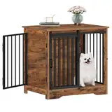 Hzuaneri Hundekäfig Möbel, 69 cm Hundebox, 2 Türen, Moderne Hundekäfig Indoor für kleine/mittlere/große Hunde, Beistelltisch, Hundekäfig für Zuhause 49 × 69 × 64,5 cm, Vintagebraun DFC84301B