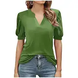 Frauen Hemd Kurzarm-lässige Top-Hemden Tops Damen Schwarz (Army Green, S)