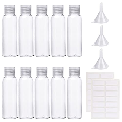10 Stück flaschen reise 100ml reiseflaschen Set kleine plastikflaschen Toilettenartikel Flüssigkeitsbehälter mit Spritze Trichter und Etiketten für Shampoo Conditioner Lotion Toilettenartikel