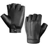 Kiiwah Lederhandschuhe Fingerlose für Herren Damen Winter Leder Autohandschuhe Touchscreen Fingerlose Handschuhe Schwarz Punk Halbfinger Motorradhandschuhe für Fahren Trainieren Outdoor