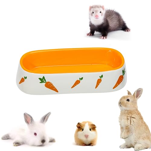 Kaninchen Keramik Futternapf Keramik Kaninchen Keramiknapf für Kleintiere Trinkschale Futterschalen für Hamster Chinchilla Igel Welpen Kätzchen Rennmäuse Frettchen (Lange Schüssel)