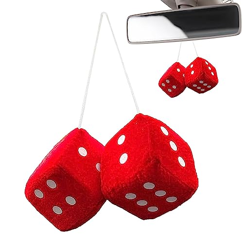 Fuzzy Dice für Auto, Plüschwürfel für automatischen Rückspiegel, kleine dekorative Perle, weiche und diffuse Verzierung für Limousine, LKW, Innendekoration für SUV.