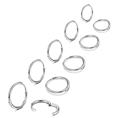 MILACOLATO Kleine Creolen Ohrringe für Damen Herren Chirurgenstahl Knorpel Huggie Ohrringe Snug Lobe Nase Lippen Daith Helix Piercing Schmuck Winzige Hoop Hinged Schläferohrringe Silber