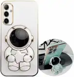 Miagon Süß Stern Astronaut Ständer Hülle für Samsung Galaxy S24 Plus,Cute Mädchen Dünn Galvanisierte Schutzhülle Weiches Case Bumper mit Astronaut Halter Kickständer