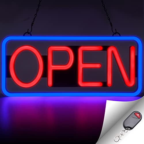 FITNATE Neon Sign, Superhell Open Neon schild, 55 x 25 cm mit EU Stecker, 3 Beleuchtungsmodus Neon Leuchtreklame, Neon Light für Bar, Party, Leuchtschild