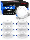 Shine Decor Led Einbaustrahler 230V, 7W Ultra Flach 26mm Led Spots Led Deckenstrahler, Kaltweiß 6500K 600LM, IP44 Wasserdicht für Badezimmer Küche Wohnzimmer, Ausschnitt Øφ68-80mm, 6er Set
