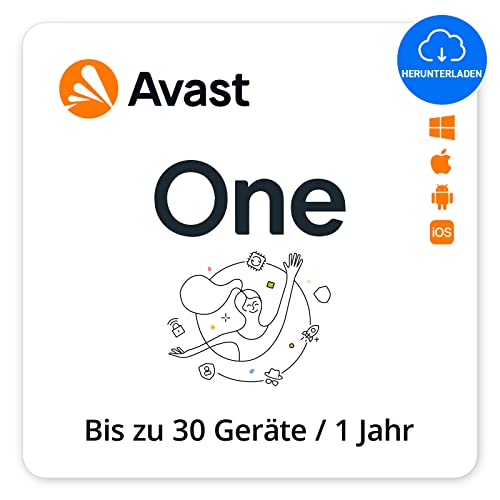 Avast One Gold Family 2024 - Virenschutz, VPN, Datenleck-Überwachung, Gerätebereinigung und mehr | 30 Gerät | 1 Jahr | PC/Mac | Aktivierungscode per Email