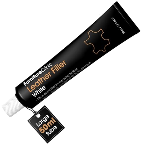 Furniture Clinic Leder-Reparaturspachtel: Zum Füllen von Löchern, Kratzern, Rissen und Abschürfungen - 50ml | Farben: Weiß, Schwarz