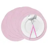 50 Stück rosa Glitzer-Papier-Tischsets, glitzernd, 35,6 cm, rund, Einweg-Tischsets, Hellrosa Deckchen, dekorative Tischsets für Hochzeit, Bankett, Party, Zuhause, Esstischdekoration