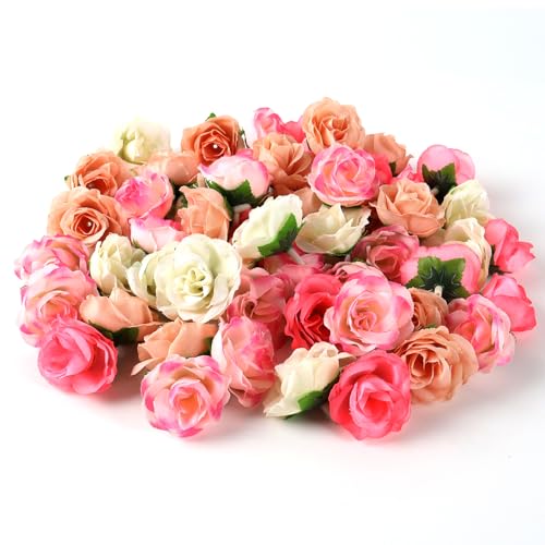 JRYGAC 80 Stück Künstliche Blumenköpfe Rosen Köpfe Kunstblumen Blütenköpfe Rosen Kunstblumen Gefälschte RosenKöpfe Kunstrose Künstliche Rosen Deko für Hochzeit DIY Party Deko(4 Farben)