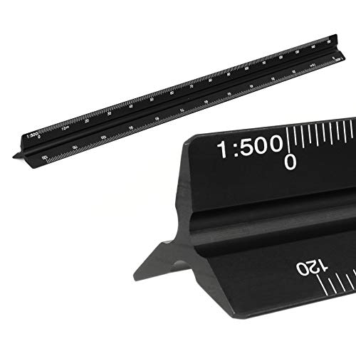 Maßstab Lineal Dreikantmaßstab Alu Dreieckig Scale Ruler 1: 100, 1: 200, 1: 250, 1: 300, 1: 400, 1: 500, 30cm Dreikantlineal Ingenieure Lasergraviert