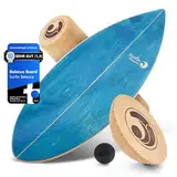 Surfin Balance Board - einzigartiges Board inkl. Rolle, Halbkugel und Balance Ball - Surf- Gleichgewichtstraining - Kinder - Balance Board Holz