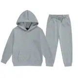 Jogginganzug Mädchen Jungen 2 Teiliges Einfarbig Trainingsanzug Sportanzug Kapuzenpullover Jogginghose Bekleidungsset Outfits Sets Sport Hoodie Jogging Anzug Freizeitanzug für Kinder 152 Grau