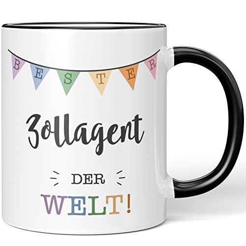 JUNIWORDS Tasse, Bester Zollagent der Welt, Schwarz (5726795)